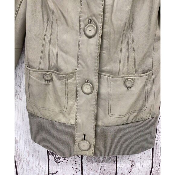 Mackage veil leather wool vintage tan beige jacket bomber sz. M - Picture 4 of 7